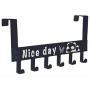 PROGLEAM Holder & Hook, Nice Day Creative Carbon Steel Over The Door Hooks Clothes Coat Hat Towel Hanger Wall Hook, Black