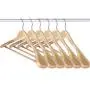 Oak Leaf Coat Hangers, 6-Pack Wood Clothes Hangers with Extra Wide Shoulder for Heavy Coat, Sweater, Trousers, Natural Finish