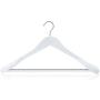 HANGERWORLD 5 White 17.7inch Wooden Coat Clothes Garment Non Slip Pants Bar Hangers Broad Shoulder Support