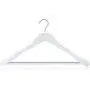 HANGERWORLD 5 White 17.7inch Wooden Coat Clothes Garment Non Slip Pants Bar Hangers Broad Shoulder Support