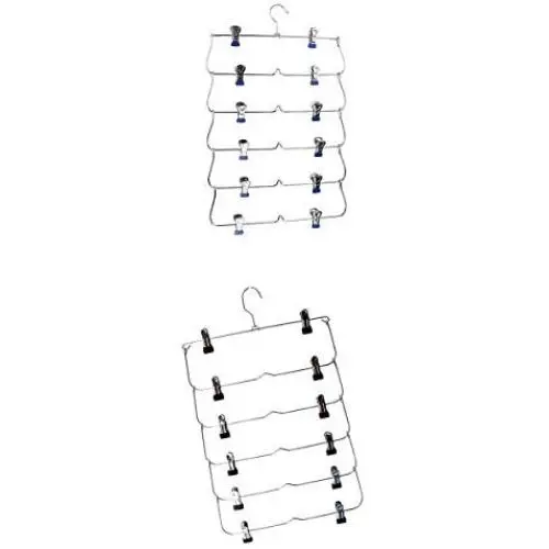 LOVIVER 2/Set Skirt Hangers 6 Tier Pants Hanger with Adjustable Clips Durable Metal Pant Hangers Space Saving for Pants Skirts Clothes and More -Black & Blue LOVIVER 2/Set Skirt Hangers 6 Tier Pants Hanger with Adjustable Clips Durable Metal Pant Hangers Space Saving for Pants Skirts Clothes and More -Black & Blue