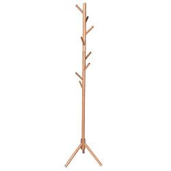 Coat Rack 8 Hooks Wooden Coat Rack Free Standing Entryway Natural Sturdy Wood Tree Coat Rack Stand Hanger Holder for Clothes/Scarves/Handbags for Office/Living Room/Bathroom (Khaki)