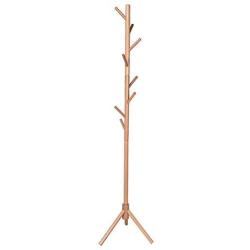 Ellymi Sturdy Iron Art Coat Rack, Hat Jacket Stand Tree Holder Hanger Wood Color Triangle Base Entryway Hall Tree Coat Tree for Hat Clothes Purse Scarves Handbags 50x50x175cm Simple Clothes Rack