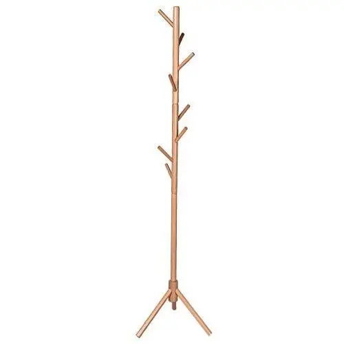 Ellymi Sturdy Iron Art Coat Rack, Hat Jacket Stand Tree Holder Hanger Wood Color Triangle Base Entryway Hall Tree Coat Tree for Hat Clothes Purse Scarves Handbags 50x50x175cm Simple Clothes Rack