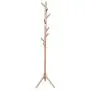 Ellymi Sturdy Iron Art Coat Rack, Hat Jacket Stand Tree Holder Hanger Wood Color Triangle Base Entryway Hall Tree Coat Tree for Hat Clothes Purse Scarves Handbags 50x50x175cm Simple Clothes Rack