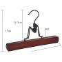 Clothes Hanger Closet Home Wardrobe Storage Hanging Non Slip No Trace Clip Type Trouser Skirts Drying Rack Hotel Solid Wood Space Saving(Light Wine Red)