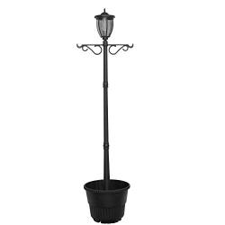 7 Tall Kenwick Solar Lamp Post and Planter with Plants Hanger, Amber and White LEDs, Brown, Outdoor Lighting