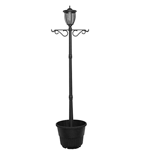 7 Tall Kenwick Solar Lamp Post and Planter with Plants Hanger, Amber and White LEDs, Brown, Outdoor Lighting