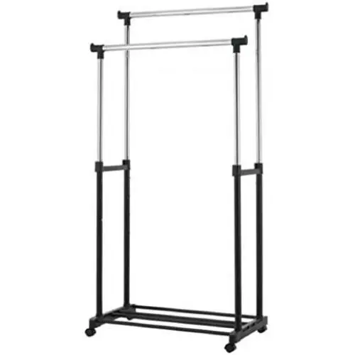 Double Portable Adjustable Heavy Duty Clothes Hanger Rolling Garment Rack Double Portable Adjustable Heavy Duty Clothes Hanger Rolling Garment Rack