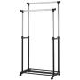 Double Portable Adjustable Heavy Duty Clothes Hanger Rolling Garment Rack