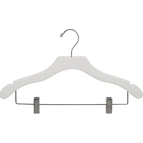 The Great American Hanger Company Wooden Combo White Finish Hanger with Clips and Notches (Box of 25) The Great American Hanger Company Wooden Combo White Finish Hanger with Clips and Notches (Box of 25)