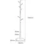 Barture-Coat rack Clothes Stand Hangers Rubber Wood Entryway Storage Shelf with Hooks Height 170cm Simple Installation 4 Colors (Color : Black)