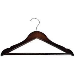 Pillowtex Childrens Wood Top Closet Clothes Hangers w/Bar - Set of 50 Walnut Finish Hangers