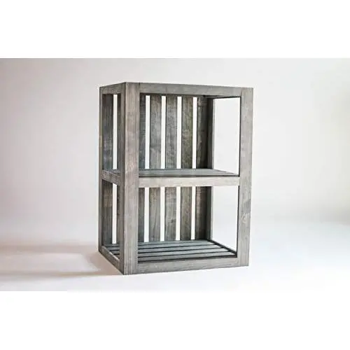 DarlaStudio 66 End Table/Nightstand Wood Crate Antique Gray Stained DarlaStudio 66 End Table/Nightstand Wood Crate Antique Gray Stained