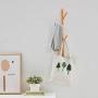 LOHO Natural Wood Coat Rack Wall Mounted 4 Hooks Hat Clothes Scarves Rack Door Entryway Hanger Hall Tree (Wood, Beech)