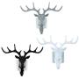 NUOBESTY Antler Iron Wall Hook 3Pcs, 3D Metal Clothes Hanger Christmas Room Decor Stereoscopic Deer Head Door Coat Rack Hat Cap Holder Organizer for Home Bathroom - White