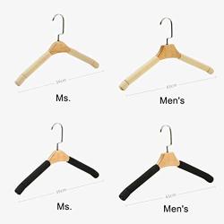 Flat Hook Solid Wood Sponge Non-Slip Hanger Home No Trace Clothes Hanging Pants Clip Clothing Store Hangers 10 Pack FANJIANI (Color : Black, Size : Women)