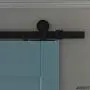 JUBEST Black Steel Sliding Barn Door Hardware Kit 6.6ft, for 36&quot Wide Door Panel Wood Single Door(T Style Hanger)