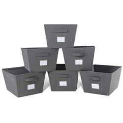 MAX Houser Fabric Cloth Storage Bins,Foldable Storage Cubes Organizer Baskets with Dual Handles for Home Bedroom Storage,Set of 6(Grey)