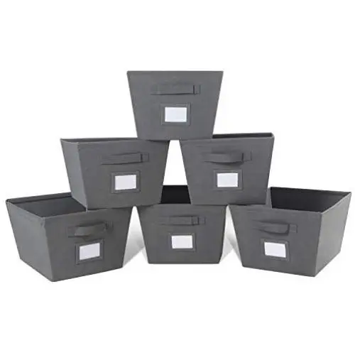 MAX Houser Fabric Cloth Storage Bins,Foldable Storage Cubes Organizer Baskets with Dual Handles for Home Bedroom Storage,Set of 6(Grey) MAX Houser Fabric Cloth Storage Bins,Foldable Storage Cubes Organizer Baskets with Dual Handles for Home Bedroom Storage,Set of 6(Grey)