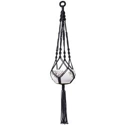 Anivia Plant Hanger Hanging Planter Basket Black Macrame Cotton Rope for Indoor Outdoor Decorations (2 Pack)
