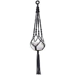 Anivia Plant Hanger Hanging Planter Basket Black Macrame Cotton Rope for Indoor Outdoor Decorations (2 Pack)