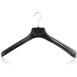 HANGERWORLD 10 Black 17.8inch Plastic Coat Jacket Clothes Garment Top Hangers 2.36inch Wide Broad Shoulder Support