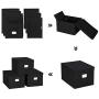SONGMICS Set of 3 Foldable Storage Boxes with Lids, Fabric Cubes with Label Holders, Storage Bins Organiser, 11.8 x 15.7 x 9.8 Inches, Black URLB40H