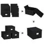 SONGMICS Set of 3 Foldable Storage Boxes with Lids, Fabric Cubes with Label Holders, Storage Bins Organiser, 11.8 x 15.7 x 9.8 Inches, Black URLB40H