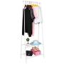 Sdoveb Garment Rack Floor Coat Rack with 2 Tier Shoes Stand Multifunctional Clothes Hanger Home Bedroom Wardrobe Coat Storage Rack (White)
