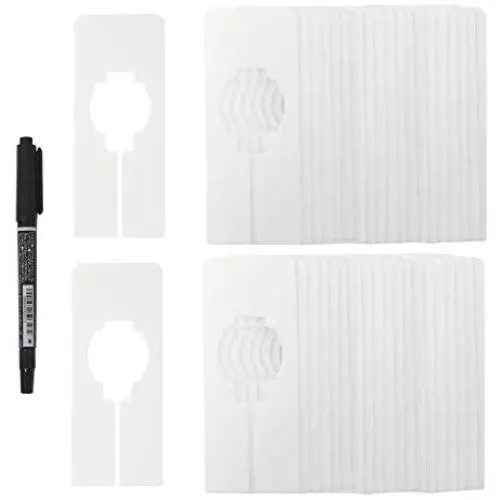 Homend 50 Pack White Clothing Rack Size Dividers Rectangular Hangers Dividers with 1 Piece Marker Pen for Home or Cloth Store