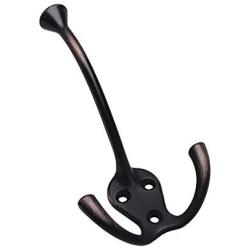 HARPOON 5 Pack Heavy Duty Three Flared Prongs Coat Hooks, Oil-Rubbed Bronze