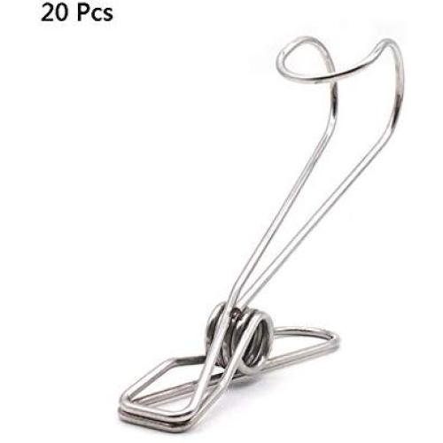 MEIYIN 20 Pcs Stainless Steel Laundry Hanging Clip Hook Clothes Peg Boot Hanger Towel Holder Paper Files Snack Binder Clip