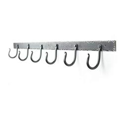 Coat Rack - Black Dog Ironworks | 36" Decorative coat hanger, Hand Forged Iron Coat Hooks | Add character to any rustic interior decor | Classic Style, Six Hooks