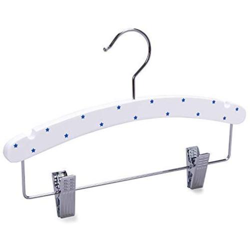 Nature Smile 12" Kids Baby Children Toddler Wooden Hangers with Clips, Wood Skirt Pants Hangers with Notches and Anti-Rust Chrome Swivel Hook Pack of 10 (White)