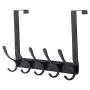 SKOLOO Over The Door Hook Rack, 5 Door Hanger Hooks for Clothes Towels Coat, Over The Door Coat Rack (Black)