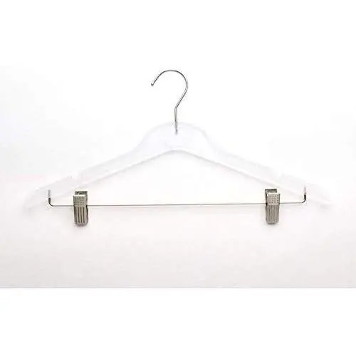 Slim Plastic Hangers with Clips- Pants Hangers, Skirt Hangers, Coat Hangers- Heavy Duty Clothing Hangers, Suit Hangers- Non Slip, Slim and Space Saving Hangers for Clothes (Smokey Clear, 100)