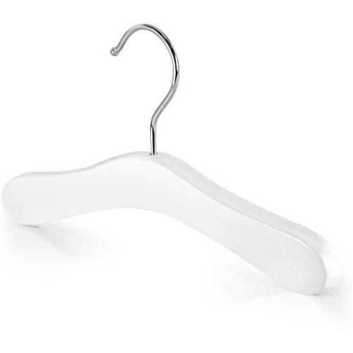 HANGERWORLD 12 White 9.8inch Wooden Kids Coat Clothes Garment Top Baby Toddler Hangers Metal Swivel Hook