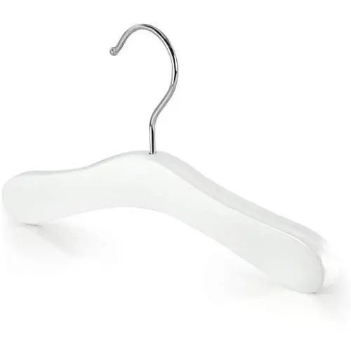 HANGERWORLD 48 Kids 9.8inch Premium White Wooden Baby Toddler Infant Coat Clothes Top Babygro Hangers
