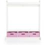 Guidecraft Dress Up Storage ? White: Dramatic Play Costume Rack with Mirror and Tray for Toddlers - Kids Armoire, Dresser with Fabric Storage Bins