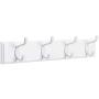 SONGMICS Wooden Wall-Mount Coat Rack with 4 Metal Hooks, 16 Inch Coat Hook Rail for Hallway Bathroom Closet Room, White ULHR23WT