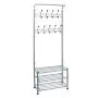 Aviat Coat Rack Free Standing Metal Holder with 3-Tier Shoe Rack Bench,Easy Assembly&Sturdy,Hallway/Entryway Coat Hanger Stand Storage Shelf for Clothes,Suits,Bag Scarf [Ship from USA] (Silver)