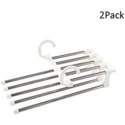 2Pcs Retractable Foldable Wardrobe Closet Clothes Hangers Magic Vertical Horizontal Tie Belt Hanging Racks (Color : White(2Pack))