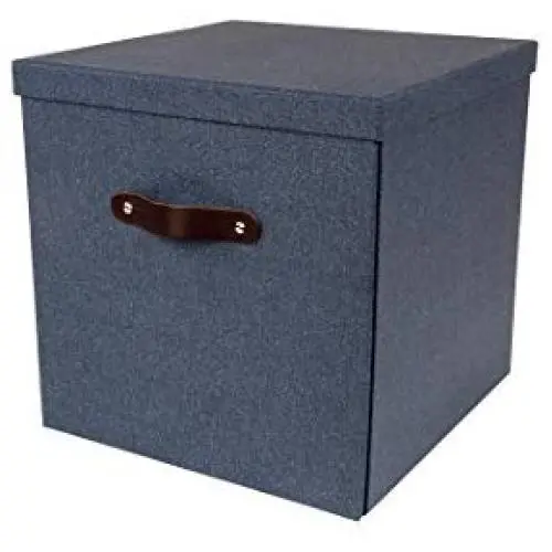 Bigso Texas Canvas Fiberboard Closet Cubby Storage Box, 12.2 x 12.4 x 12.4 in, Blue Bigso Texas Canvas Fiberboard Closet Cubby Storage Box, 12.2 x 12.4 x 12.4 in, Blue