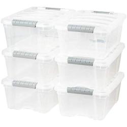 Giantex 6-Pack Storage Boxes Storage Tote Boxes W/Clear Lid 13 Quart / 12 Liter Each Liter Latch Stack Tubs Bins w/Clear Lid Latches Handles (6)