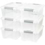 Giantex 6-Pack Storage Boxes Storage Tote Boxes W/Clear Lid 13 Quart / 12 Liter Each Liter Latch Stack Tubs Bins w/Clear Lid Latches Handles (6)