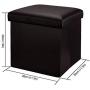 WoneNice Faux Leather Folding Storage Ottoman, Versatile Space-Saving Storage Toy Boxes with Memory Foam Seat, Max Load 100 kg, 12 x 12 x 12 Inch (Dark Brown)