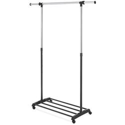 Whitmor Deluxe Adjustable Garment Rack - Rolling Clothes Organizer - Black and Chrome