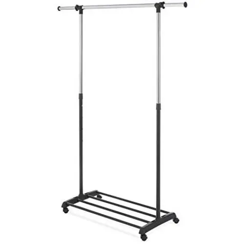 Whitmor Deluxe Adjustable Garment Rack - Rolling Clothes Organizer - Black and Chrome Whitmor Deluxe Adjustable Garment Rack - Rolling Clothes Organizer - Black and Chrome