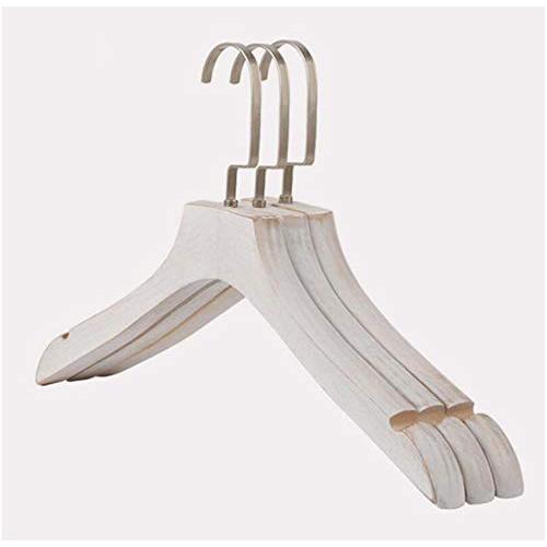 5Pcs Luxury White Antique Wide Shoulder Wooden Coats Clothes Hanger, Punk Sepia Style Thick Clothing Hangers Polished Finish